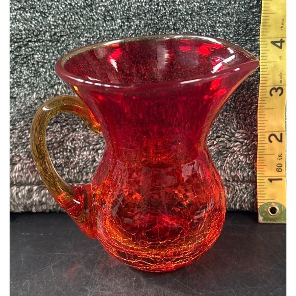 Miniature Blenko Handblown Crackle Glass Pitcher Vintage - Picture 8 of 9